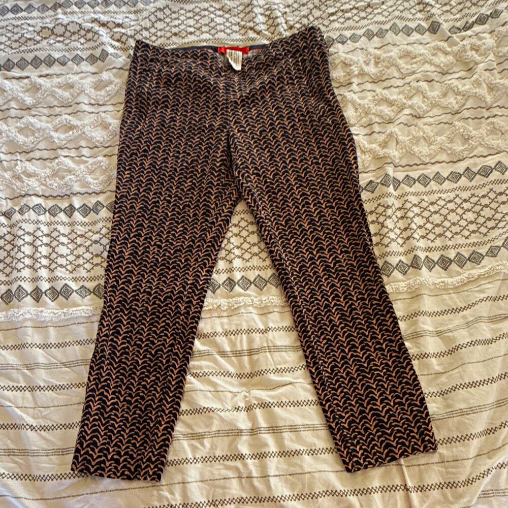 Anthro Cartonnier Women's Black Beige Straight Leg Flat Front Dress Pants 10